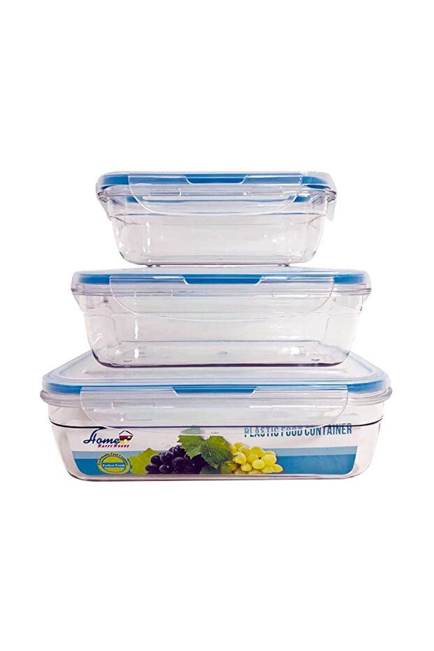 Rectangular Plastic Containers, 400 ml + 760 ml + 1300 ml