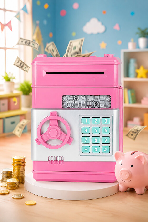 Automatic Money-Collecting Password-Protected Piggy Bank with Atm Design Safe for Children