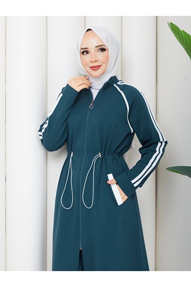Women's 2 Piece Tracksuit Set Long Zipper Top Casual Pants Sport Combination B-5005 _ Petrol