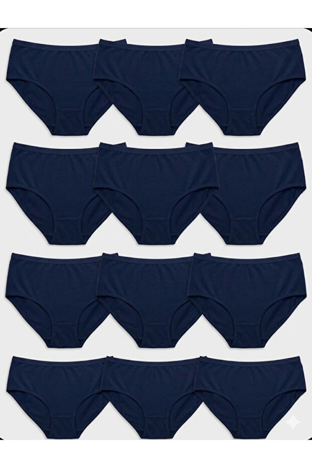 425 Women's 12-Pack Bamboo King Size Non-Marking Panties (Xl-2Xl-3Xl) - White Navy Blue