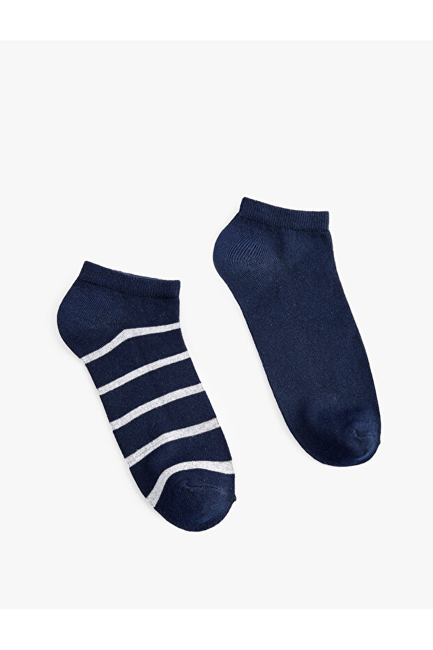 Set of 2 Basic Striped Cotton Bootie Socks