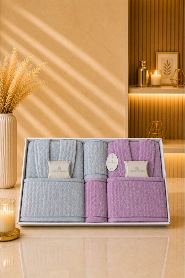 Nuviana 8 Piece Family Bathrobe Set Dusty Rose - Gray
