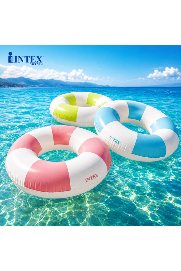 Intex 91 cm Colorful Inflatable Swimming Ring Sea Pool Ring Ages 9+ and Above