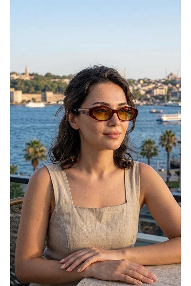 نظارة شمسية Elara Retro بإطار أسود مستطيل الشكل، موديل للجنسين مع حماية من الأشعة فوق البنفسجية UV400