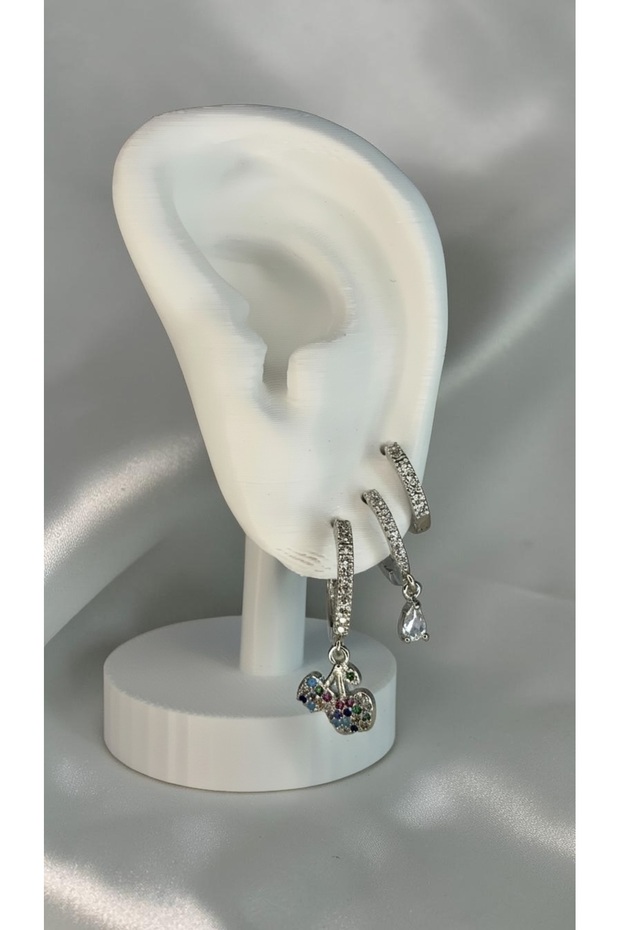 Cherry Detailed Triple Earring Set