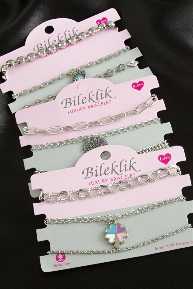 Ilkeshop Mixed Tr Chain (21833) Bracelet-Silver Color