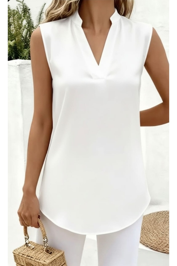 Women's Satin Blouse with Front Patch Detail