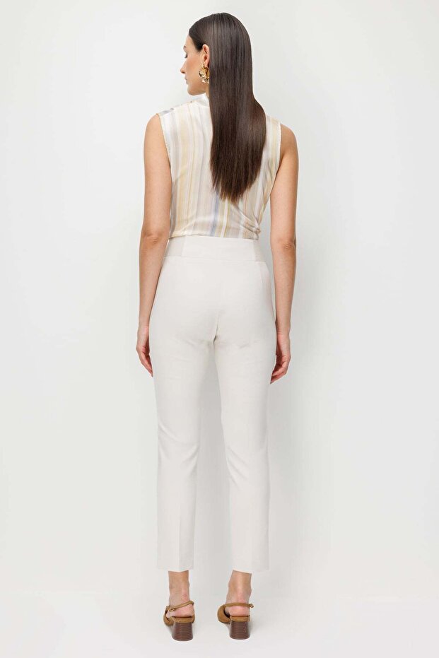 Double Buttoned Slim Leg Trousers - 5