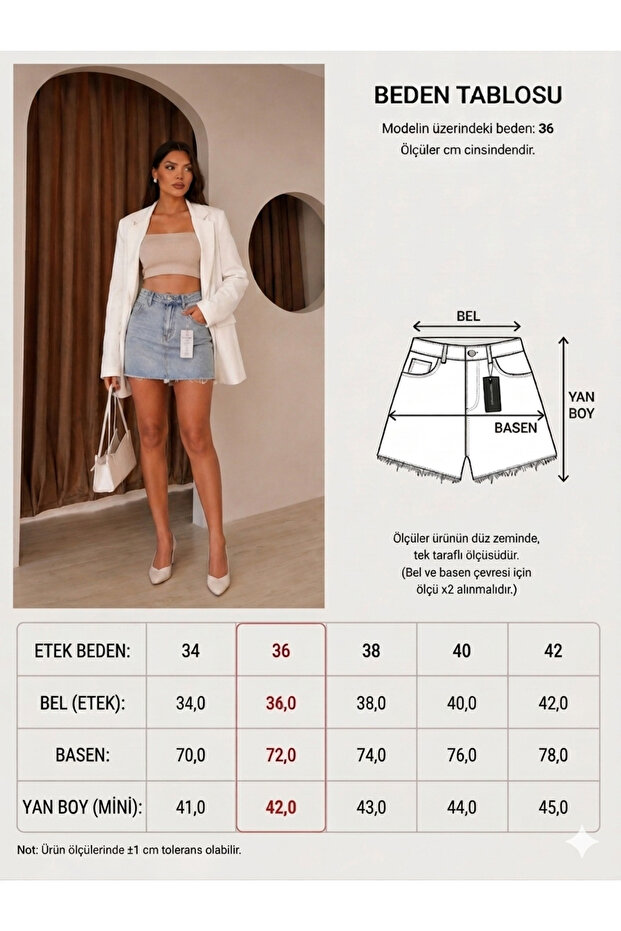 Denim mini etek - 4