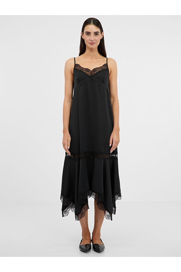 Rochie midi neagră de damă - 1