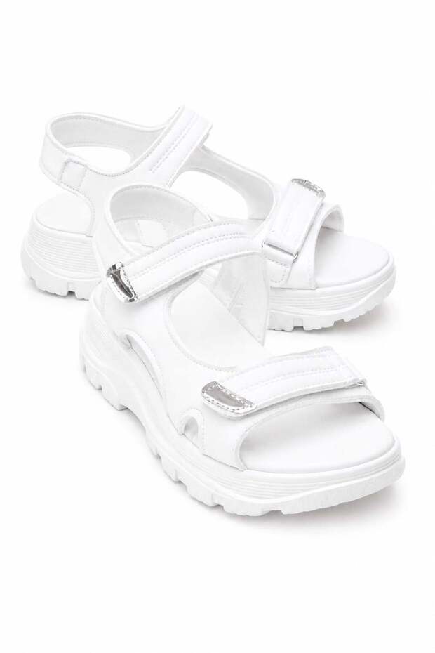 Women's Double Velcro Sandals White