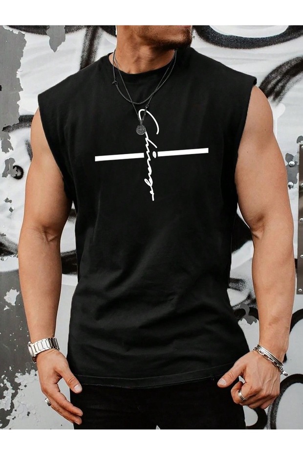 Men's oversized crew neck sleeveless t-shirt - longline