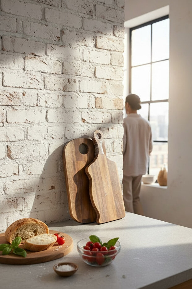 Natural Acacia Wood Double Presentation & Cutting Board Set – Decorative Serving Board – Kitchen Presentation Board