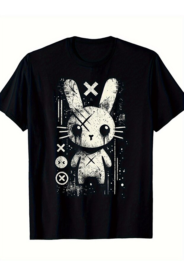 Men's Gothic Horror Rabbit Pattern T-shirt - 1