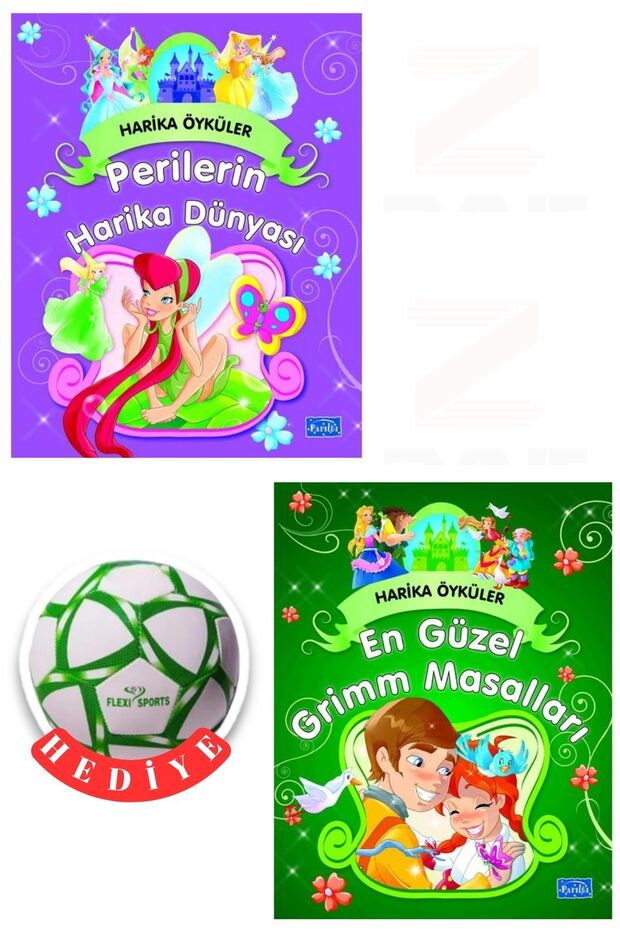Harika Öyküler-Perilerin Harika Dünyası-En Güzel Grimm Masalları 2 Kitap Set - Soccer Ball with Gift