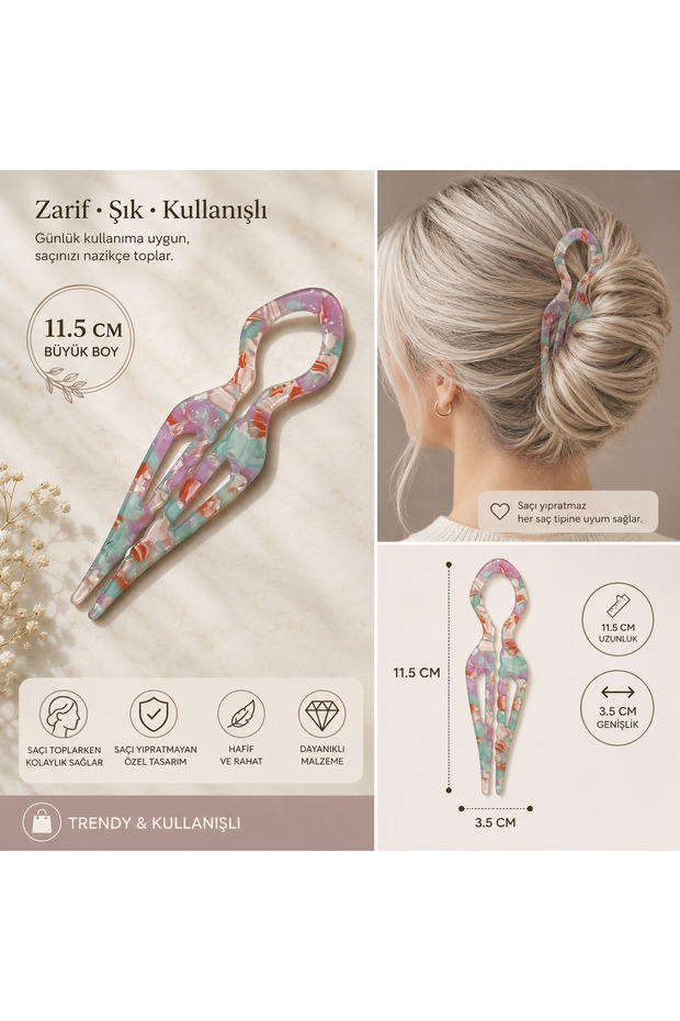 Pastel Marble Bun Buckle – 11.5 cm
