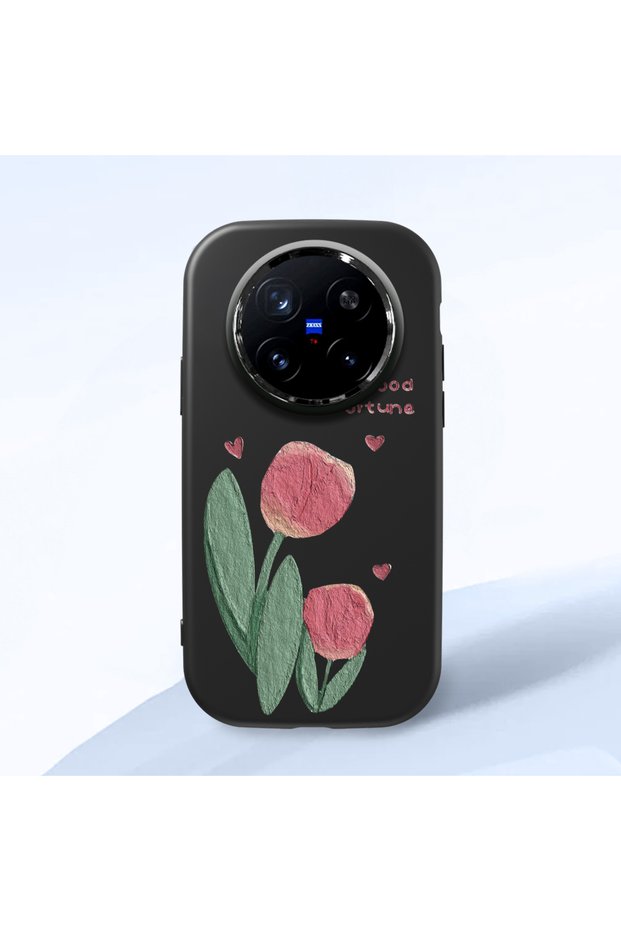 Vivo X200 Pro Compatible Shock-Absorbing Camera Protected Black Silicone Case