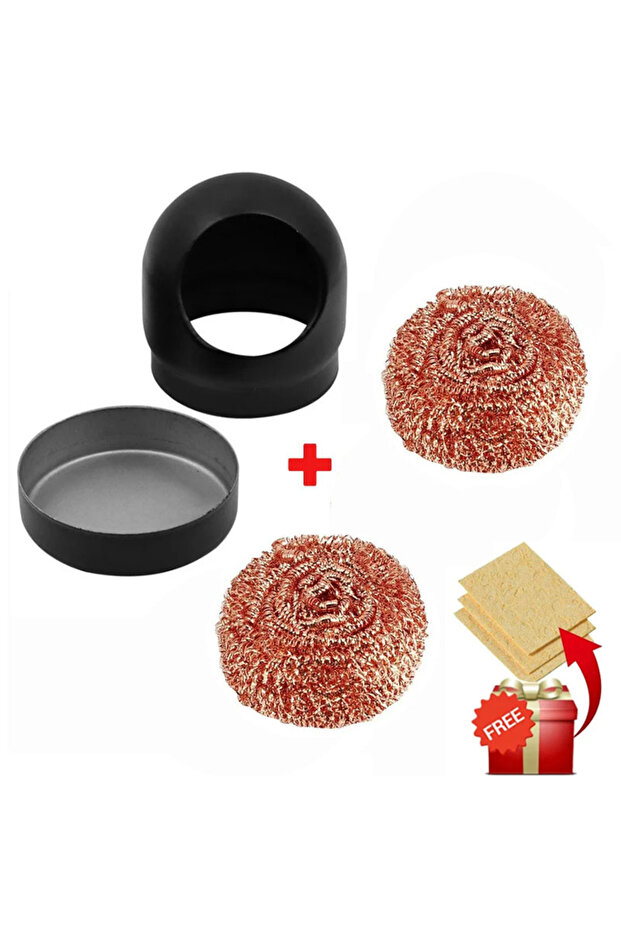 إسفنجات وكرات تنظيف رؤوس اللحام النحاسية السوداء من Black Kit2، وفرشاة سلكية نحاسية لتنظيف رؤوس مكواة اللحام بسهولة