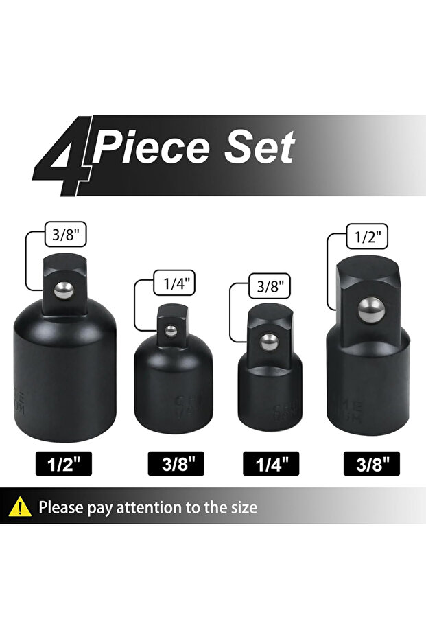 4pcs Impact Socket Adapter 1/4" 3/8" 1/2" Impact Driver Conversions Conversion Socket Reducer Loc... - 2