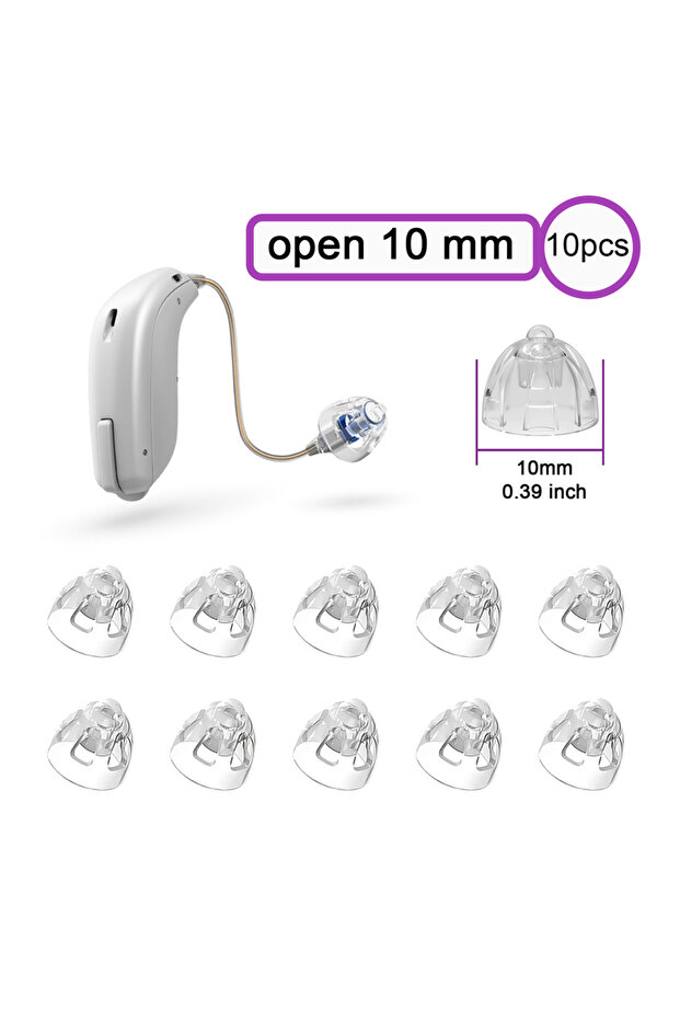 Open 10 mm Hearing Aid Domes for Oticon Replacements,Minifit Open Bass Vent Domes(5mm/6mm/8mm/10mm),