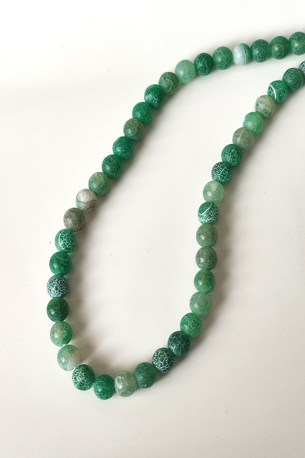 Certified 8 mm Green Crab Agate Natural Stone Strand