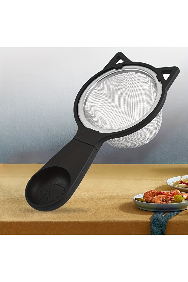 1 قطعة مصفاة شبكية دقيقة سوداء اللون [Fine Mesh Strainer] مصفاة شبكية دقيقة متعددة الاستخدامات من الفولاذ المقاوم للصدأ - مثالية للقهوة، T