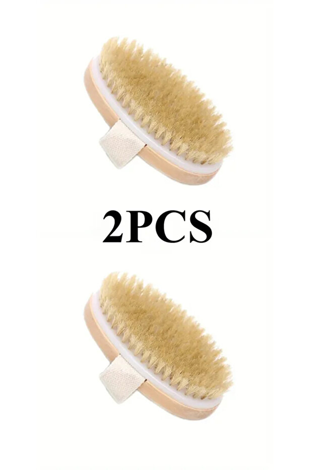 y599-2pcs Natural Bristle Shower Brush | Gentle Exfoliating & Skin Renewal | Home Spa Massager | Per