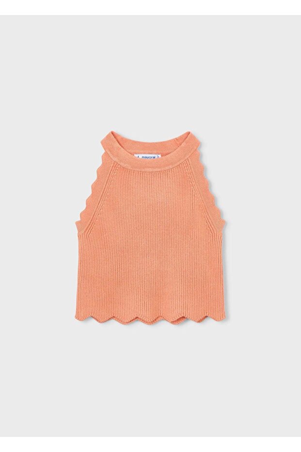 Girl's Embroidered Strap T-Shirt Orange