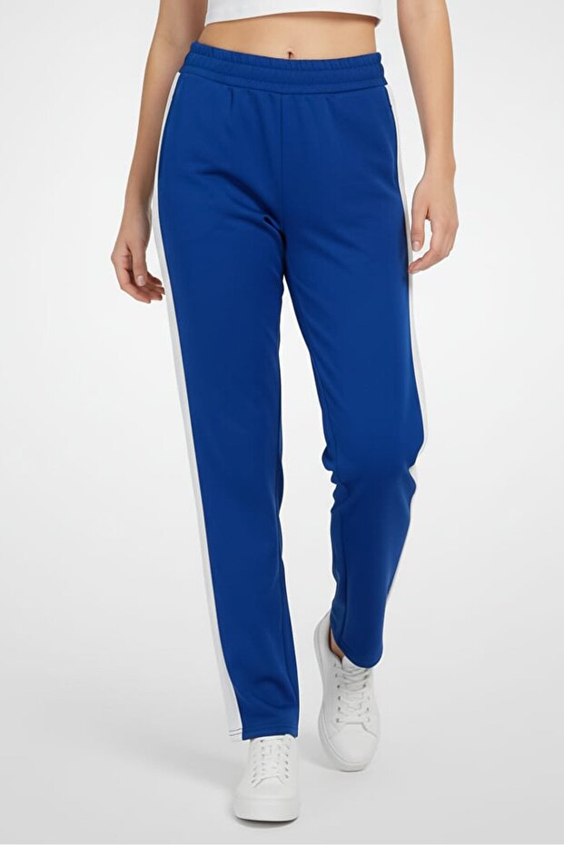 Women Regular Fit Stripe Sweatpants, Blue