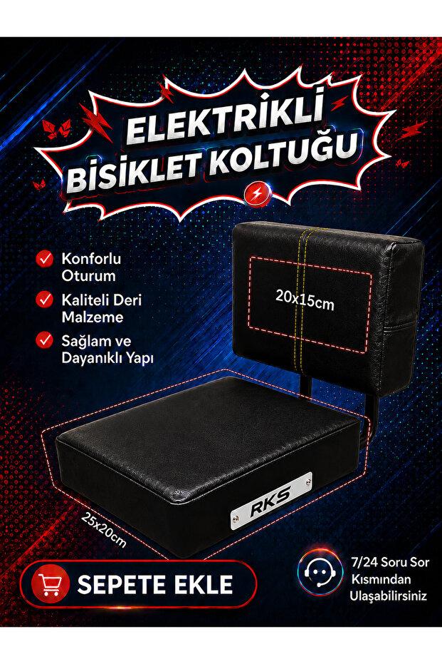 woodengifts RKS Arka Koltuk, Elektrikli Bisiklet Koltuk, Motosiklet Koltuk, Arka Sele Çocuk Koltuk Seti