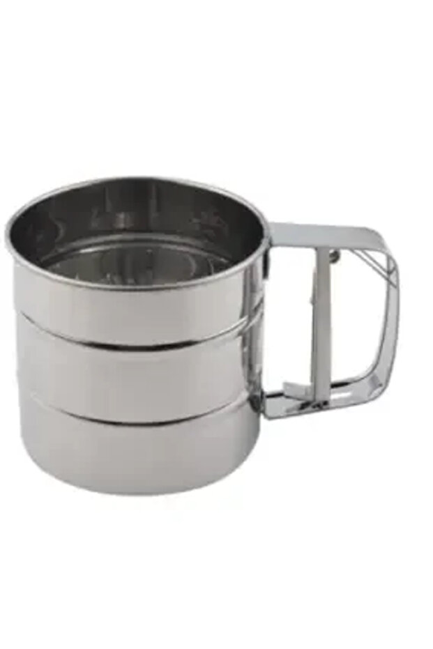 Silver New Handheld Flour Sieve Semi Automatic Stainless Steel Sugar Powder Sieve Baking Household N