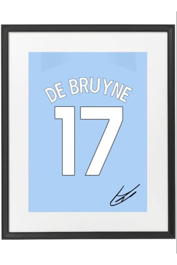 Kevin De Bruyne Autographed Jersey - Framed Poster 50x40cm - Football Memorabilia, Soccer Collectible, Gift for Fans
