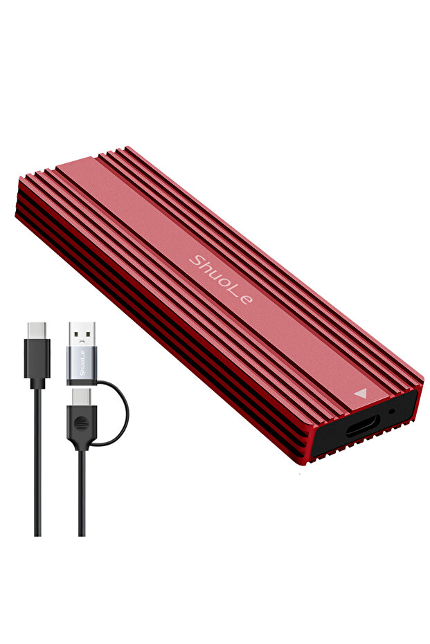 Red Hard Drive Enclosure M.2 NVMe Type-C All Aluminium Solid State Mobile Hard Drive Case High Speed