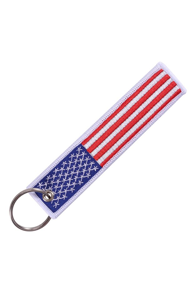 1 Personalized Fashion Motorcycle Cars Keychain Embroidery American Flag Keyring Aviation Gifts Key.