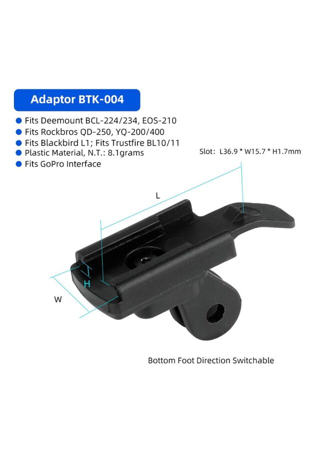 محول BTK-004 حامل مصباح أمامي للدراجة لواجهة Gopro حامل مصباح LED للدراجات الجبلية من Rockbros