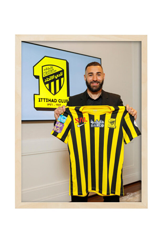 Karim Benzema Al Ittihad Poster with Frame 30x40cm