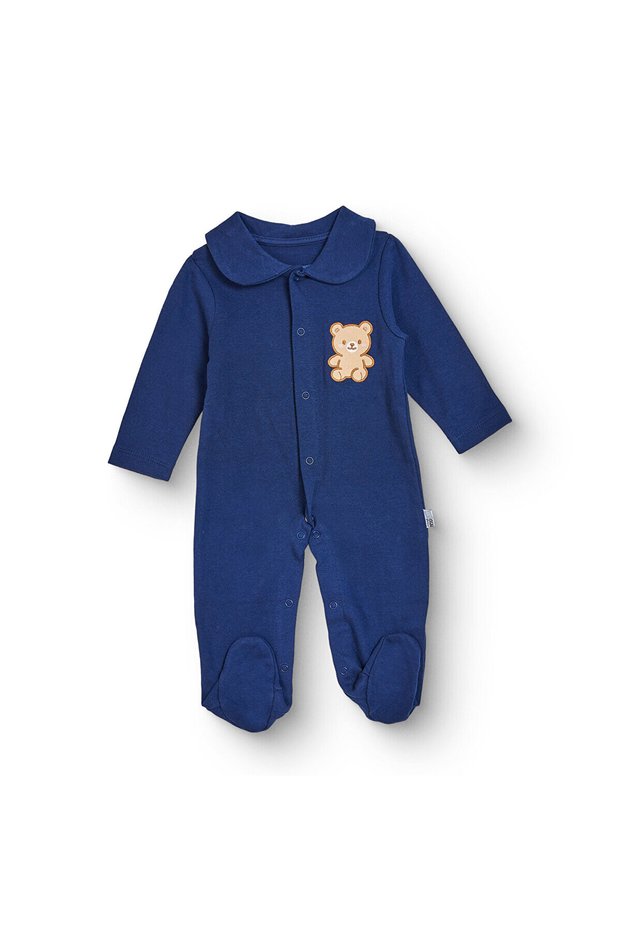 Hellobaby Baby Boy Jumpsuit with Snap Fasteners, Baby Collar, Long Sleeves and Booties