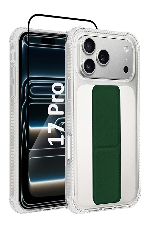 2 Packs Finger Grip Clear Case Cover for iPhone 17 Pro - Kickstand Car Magnetic Holder
