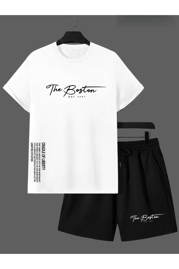 The Boston Printed Men's Premium Oversize Top and Bottom Set T-Shirt and Shorts Set