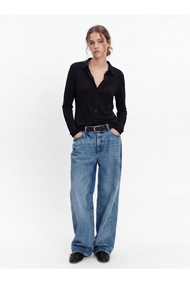 Buttoned Basic Black Shirt