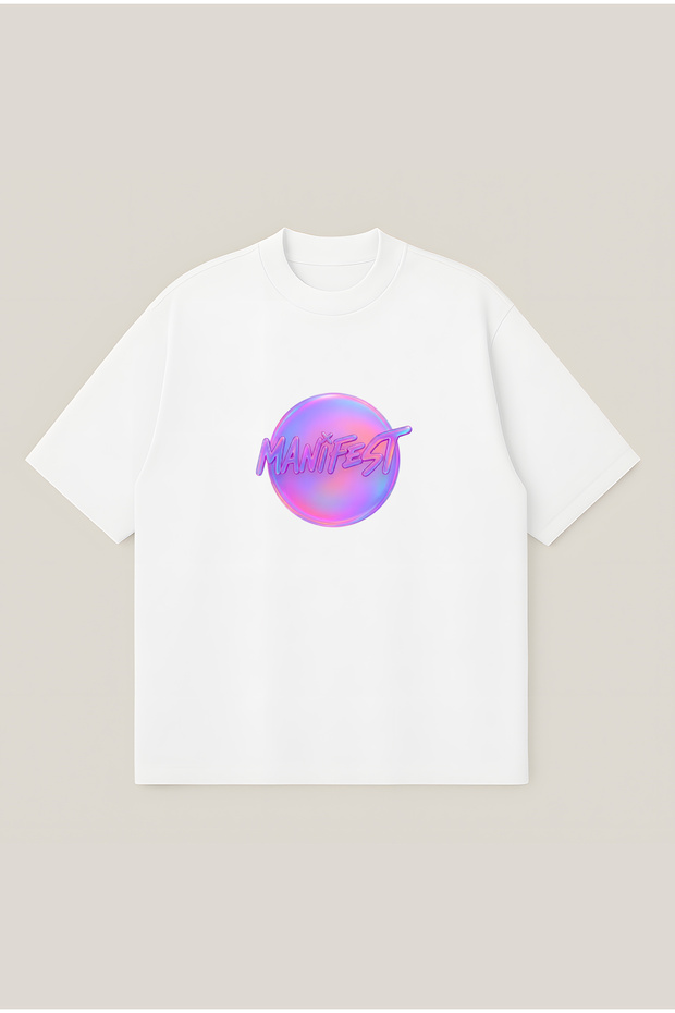 Manifest Pink Oversize Boxy Cut Unisex 100% Cotton Printed Tshirt | Streetwear