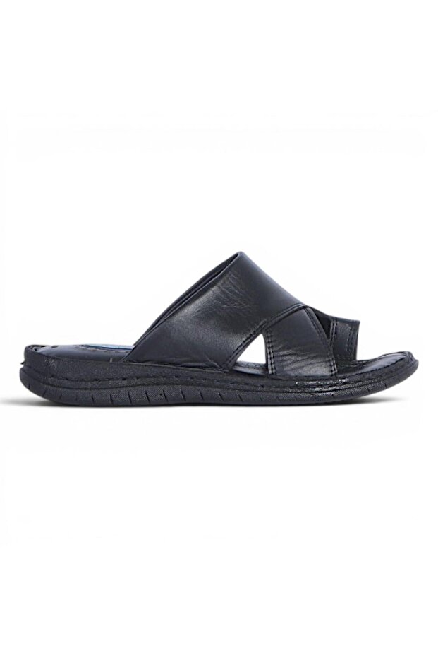 Edu 5054 Black Leather Men's Flip Flops