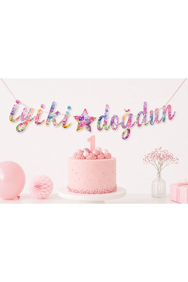 Pink Themed Floral Happy Birthday Wall Sign Can Be Hanged on Silk Birthday Ornament Party Decoration