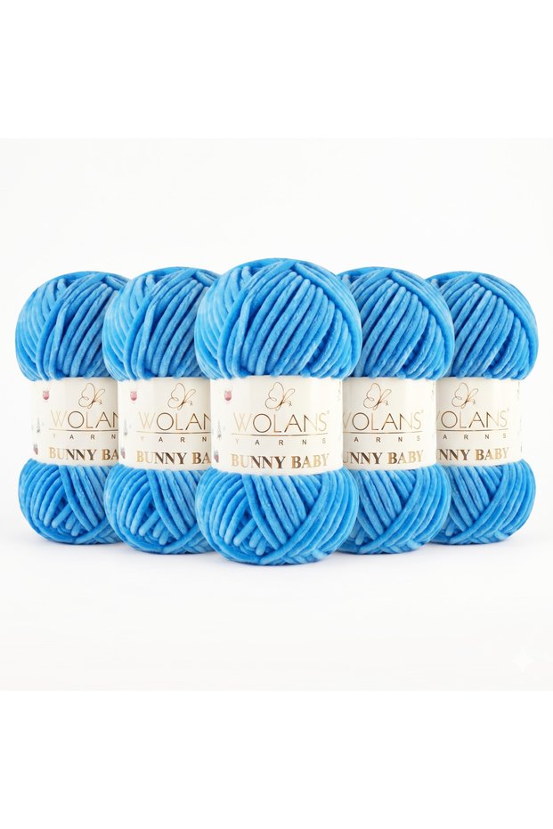 Bunny Baby 12 Blue Velvet Knitting Yarn Chenille Yarn Shawl, Blanket, Baby 100g