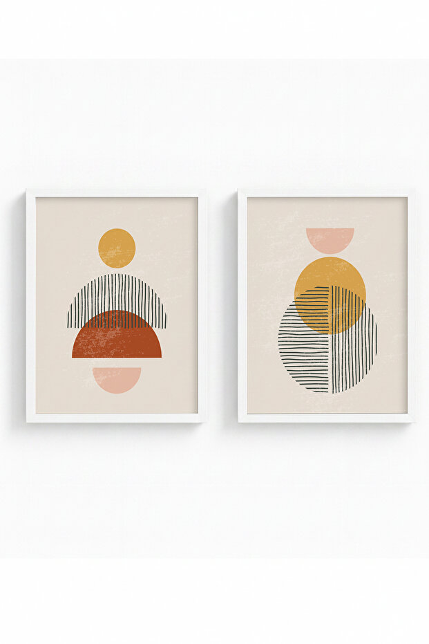 White Wooden Framed 2 Piece Set Painting Huhu38