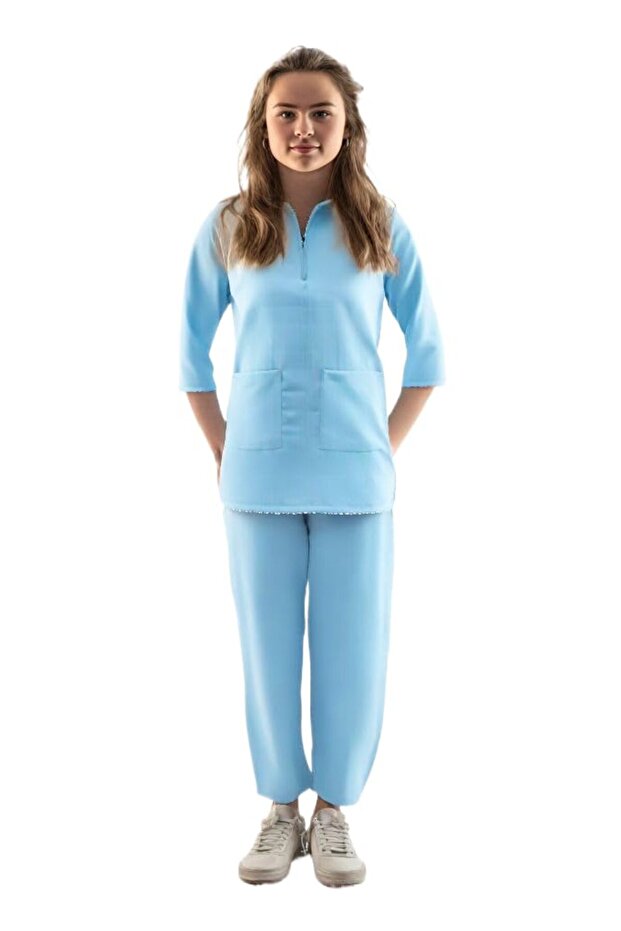 HOUSEMAID UNIFORM,NANNY DRESS,KHADAMA DRESS (LIGHT BLUE, XL)