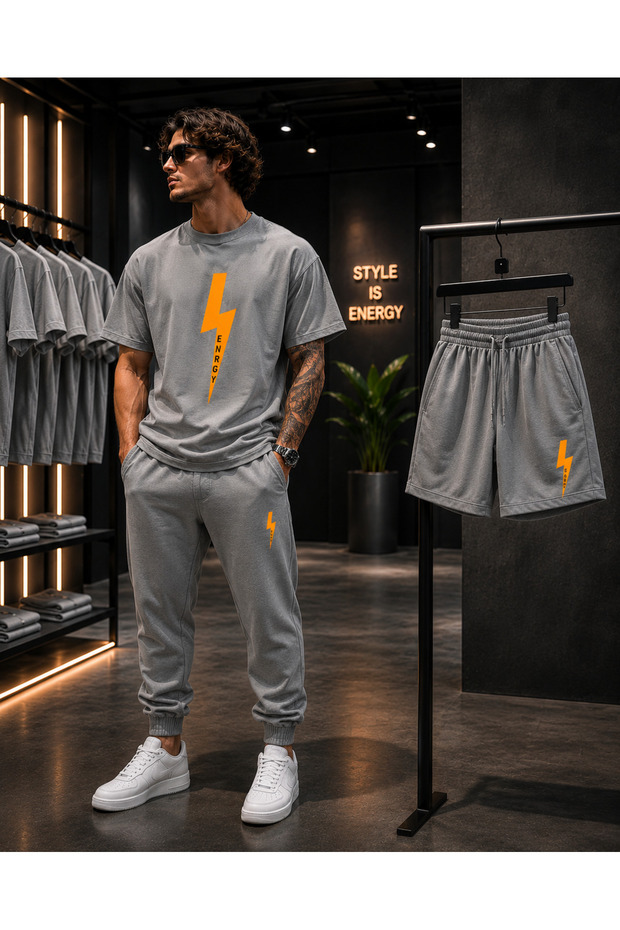 Energy Printed T-Shirt Shorts Tracksuit Set Premium
