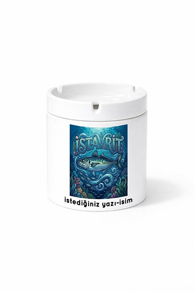 Animal Istavrit Horse Mackerel Fish Double Sided Printed Ash Tray Ashtray Gift
