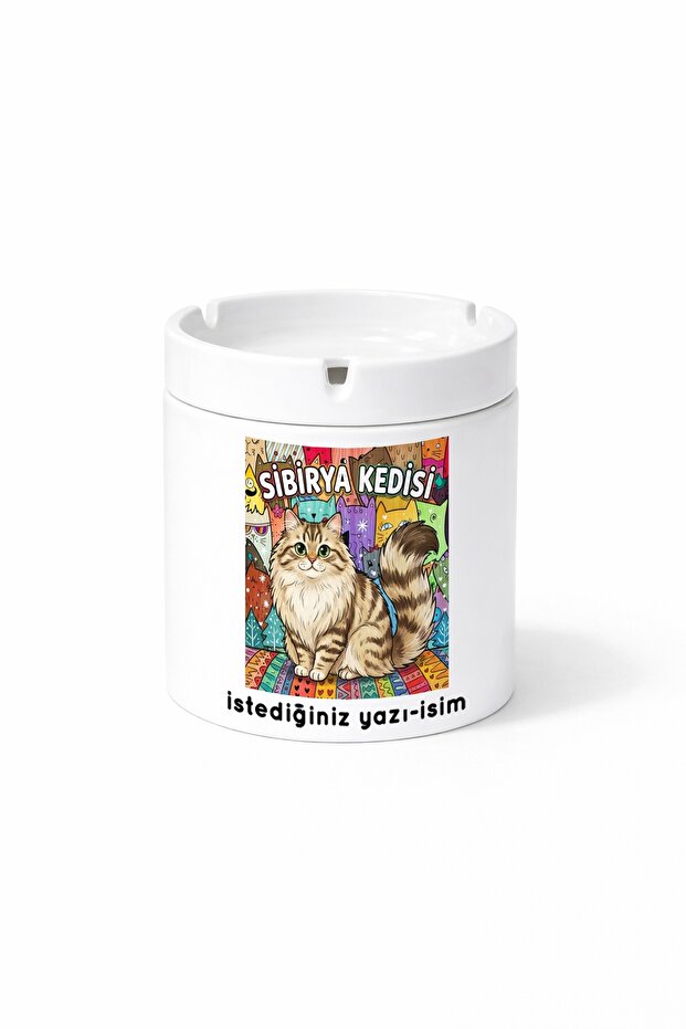 Animal Siberian Cat Double Sided Printed Ash Tray Ashtray Gift