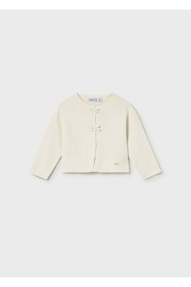 Baby Girl Mercerized Bowknot Cardigan Beige